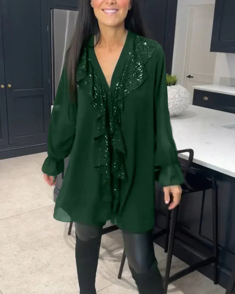 Blusa Mujer Elegante con Detalle de Volantes
