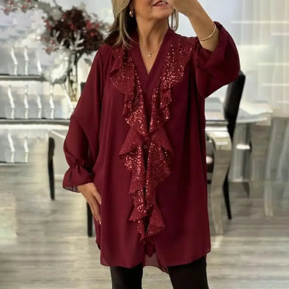 Blusa Mujer Elegante con Detalle de Volantes