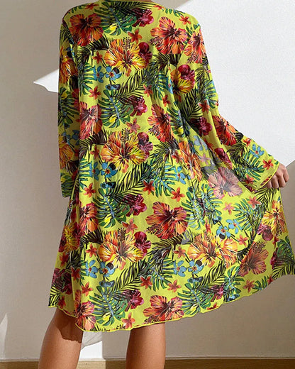 Bikini Mujer Tropical con Kimono a Juego
