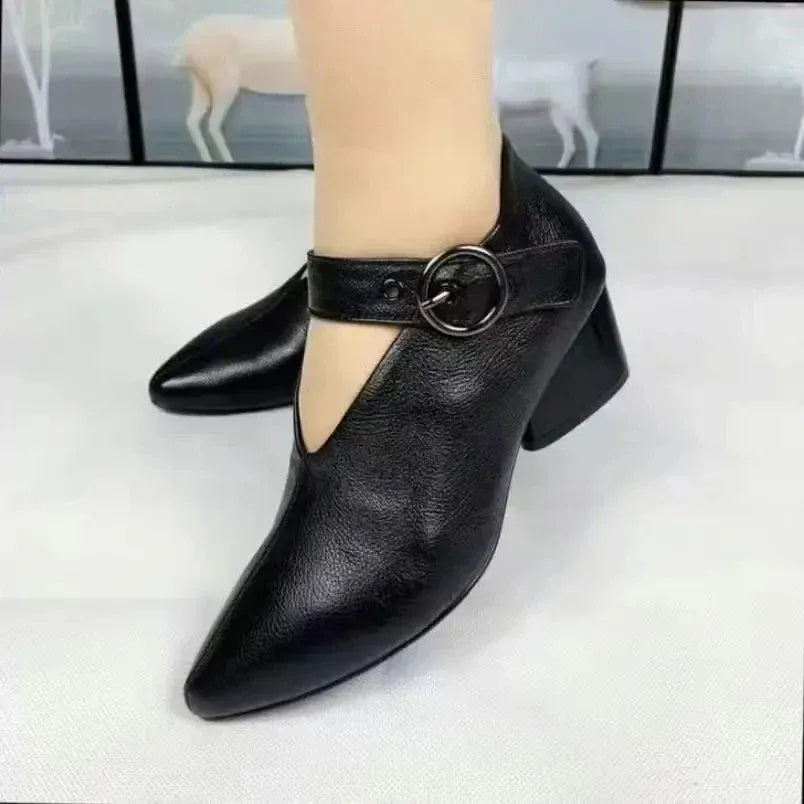 Zapatos ortopédicos mujer con correa punta fina estilo casual cómodo