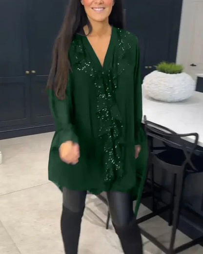 Blusa Mujer Elegante con Detalle de Volantes