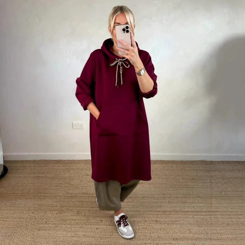 Sudadera larga mujer con capucha estilo oversized