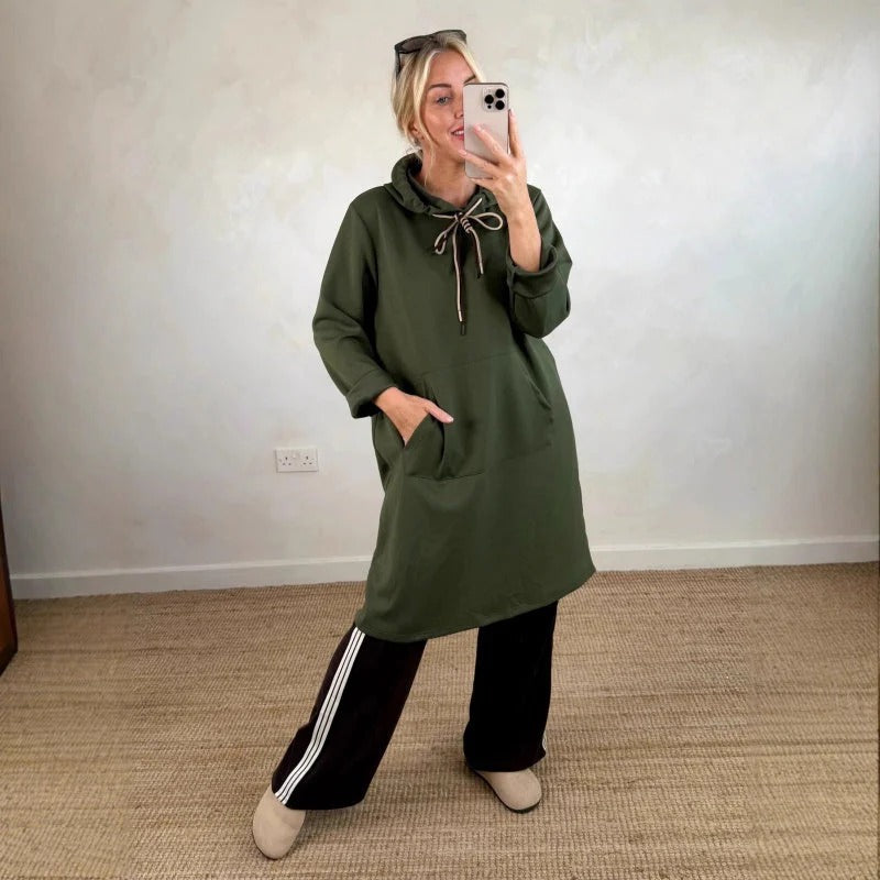 Sudadera larga mujer con capucha estilo oversized