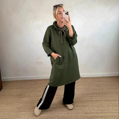 Sudadera larga mujer con capucha estilo oversized