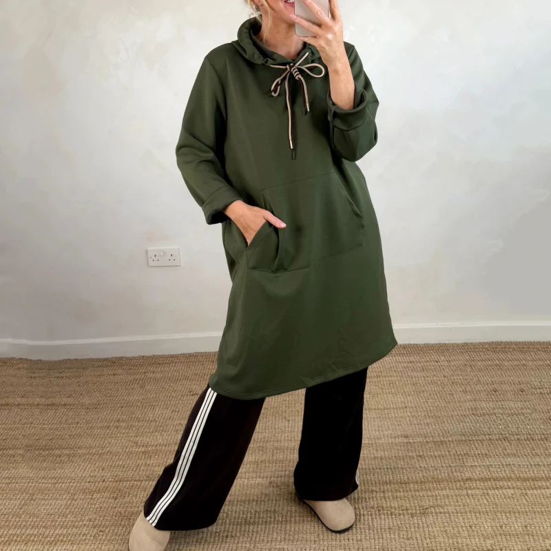 Sudadera larga mujer con capucha estilo oversized