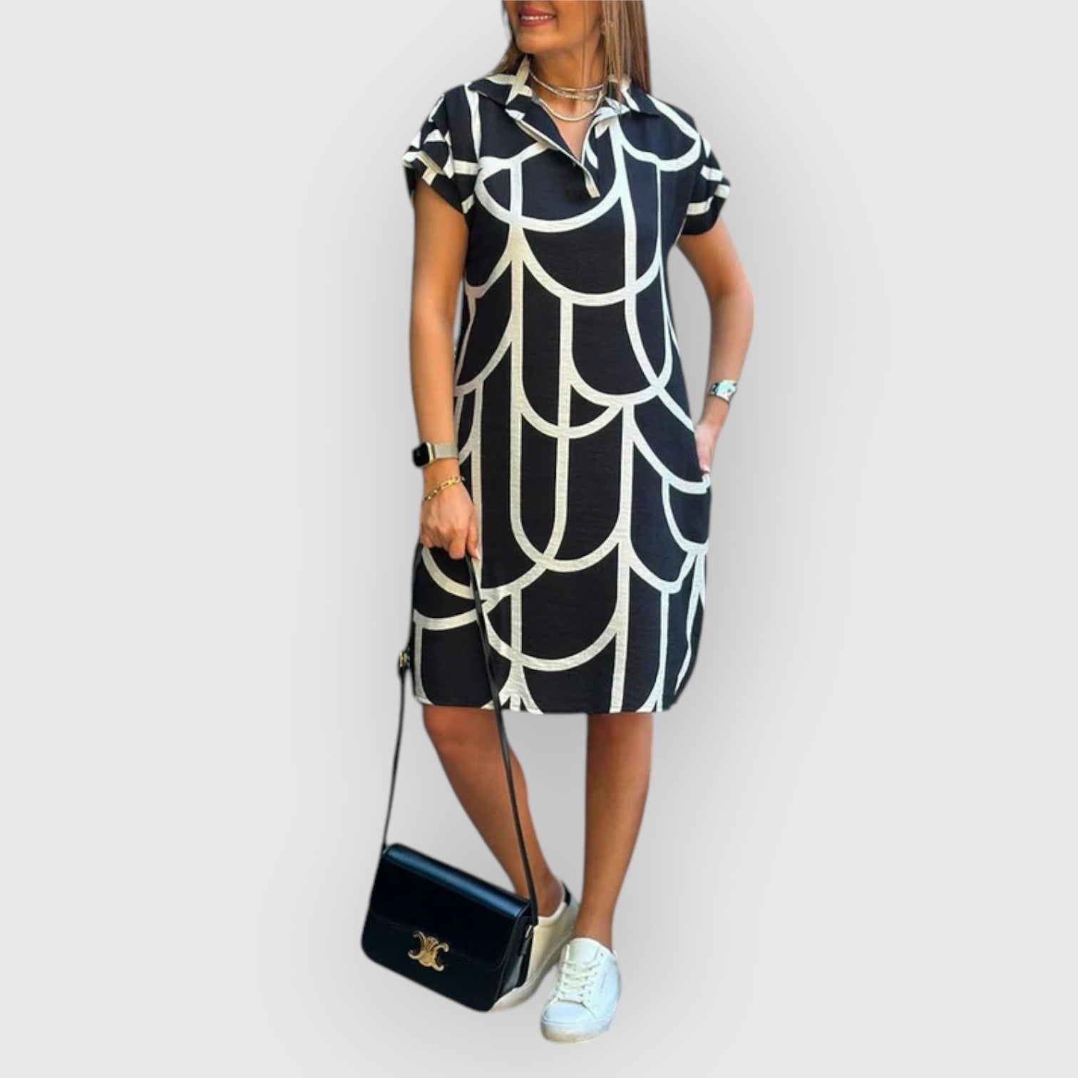 Vestido recto mujer Cuello polo Manga corta - Mavetta