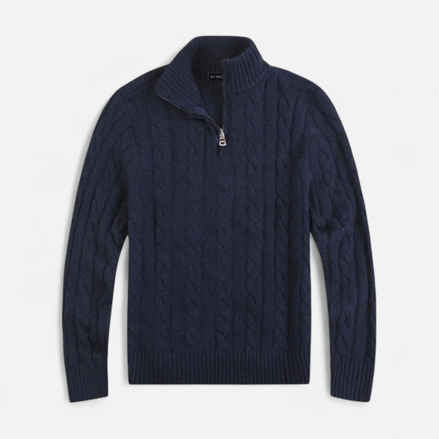 Jersey Hombre Cuello Alto Medio Cremallera Estilo Clásico