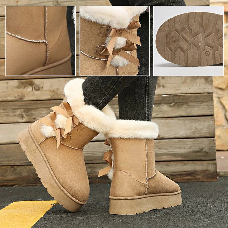 Botas nieve Mujer con lazo y forro cálido