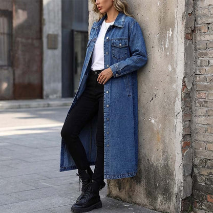 Chaqueta Larga Unisex Vaquera con Botones