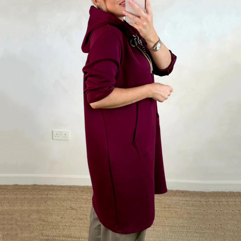 Sudadera larga mujer con capucha estilo oversized