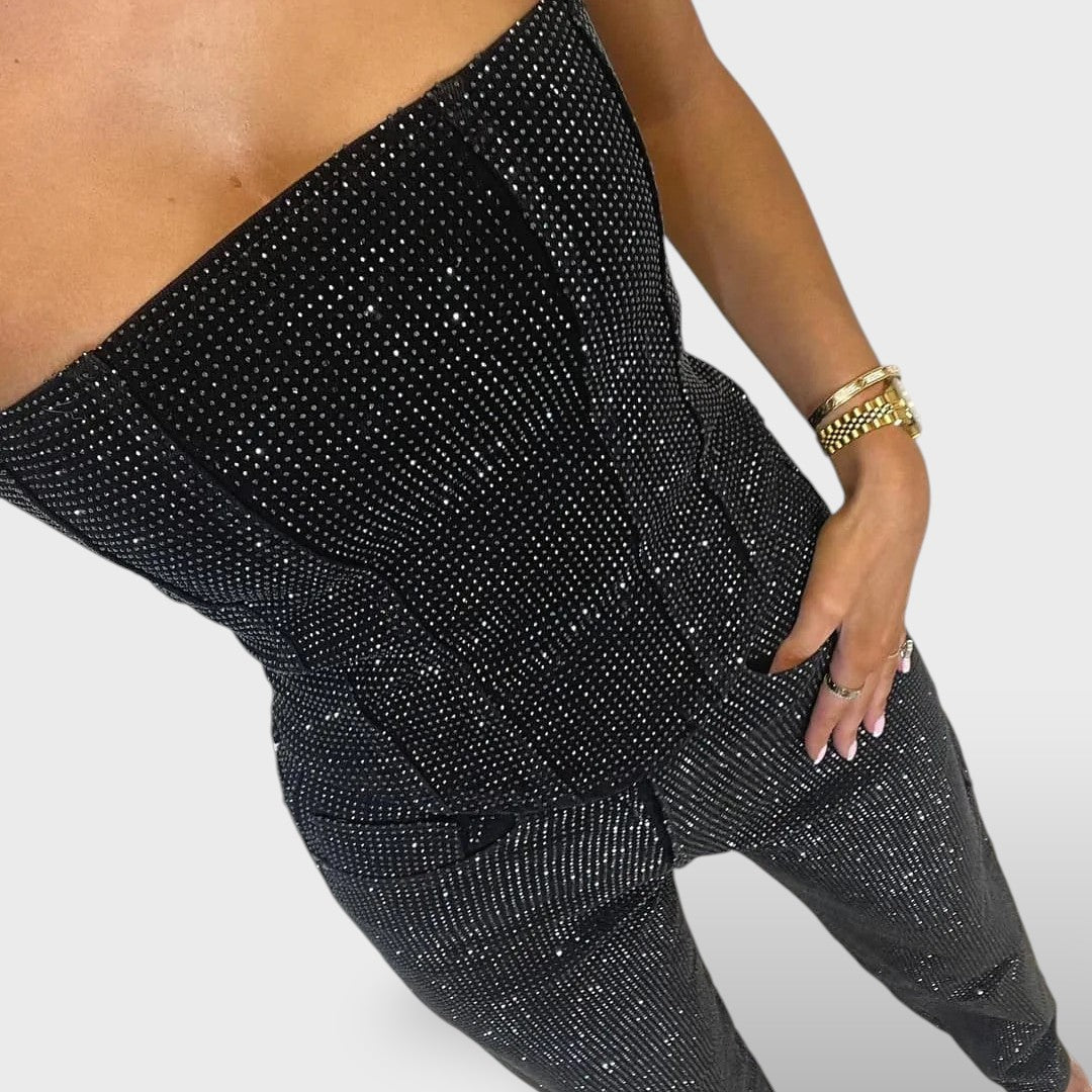 Conjunto Mujer Brillante Jeans Cintura Alta