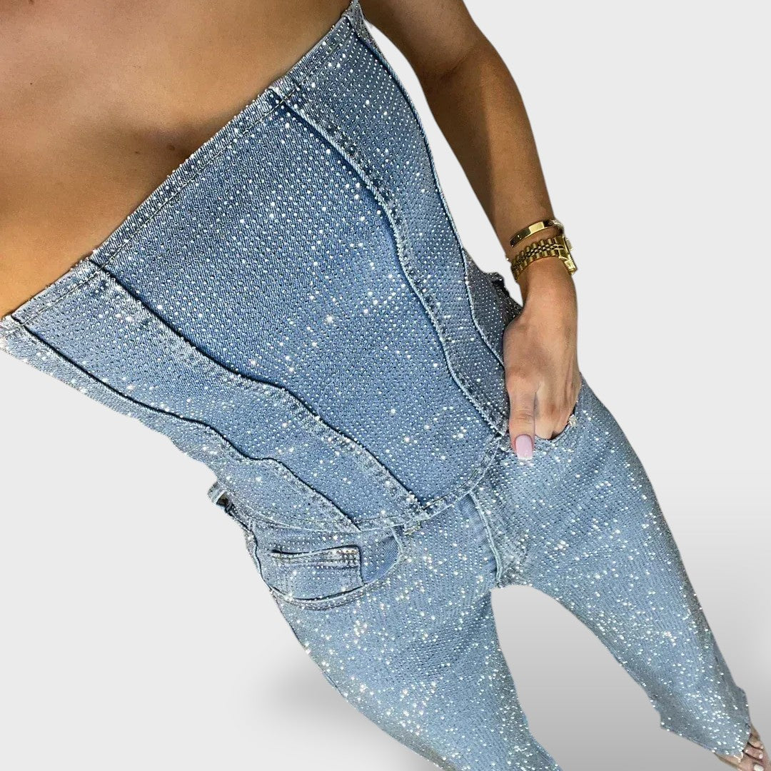 Conjunto Mujer Brillante Jeans Cintura Alta