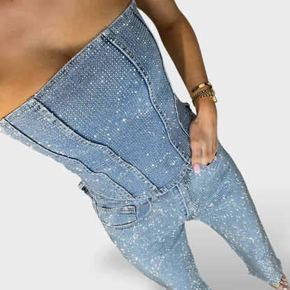 Conjunto Mujer Brillante Jeans Cintura Alta