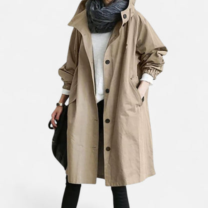 Gabardina Mujer Impermeable con Capucha Corte Atemporal