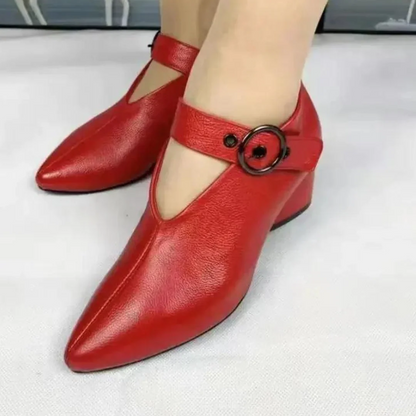 Zapatos ortopédicos mujer con correa punta fina estilo casual cómodo
