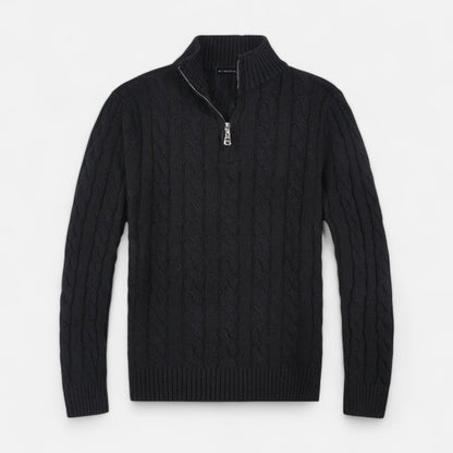 Jersey Hombre Cuello Alto Medio Cremallera Estilo Clásico