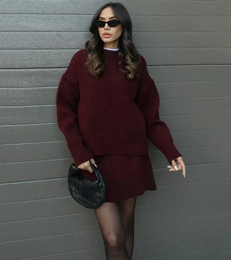 Conjunto Mujer de Punto Oversize Minifalda