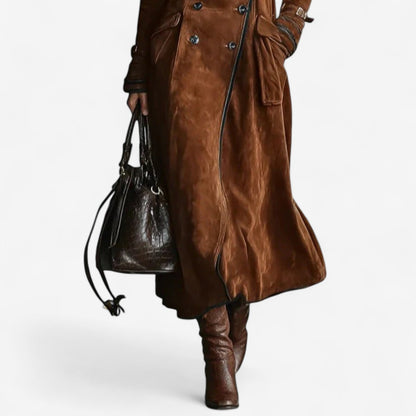 Abrigo largo mujer estilo trench efecto ante elegante