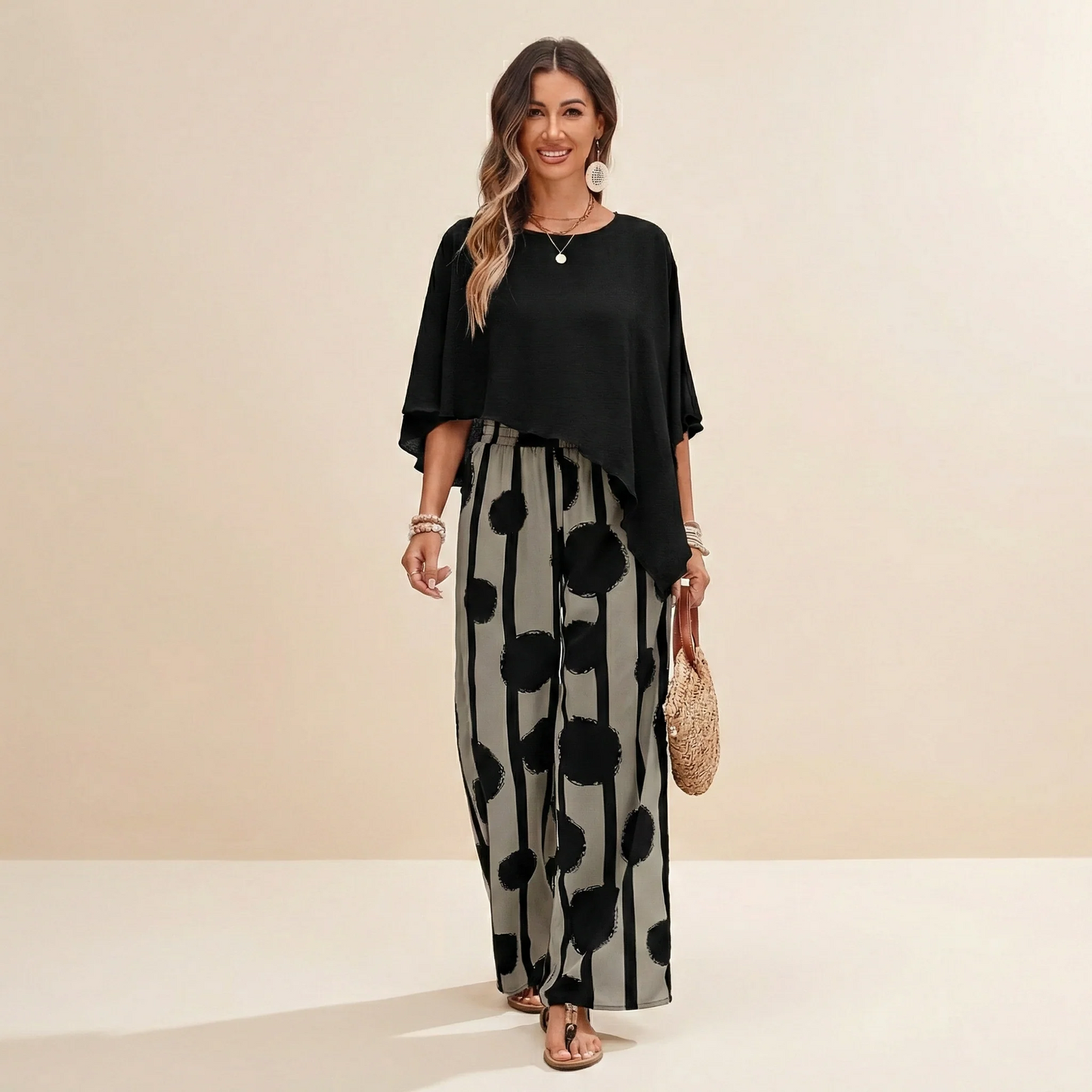 Conjunto Mujer Dos Piezas y Pantalón Fluido Moderno