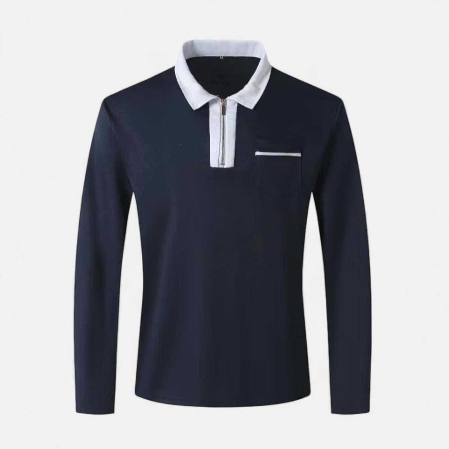 Polo Hombre Algodón Cuello Solapa Cremallera Casual