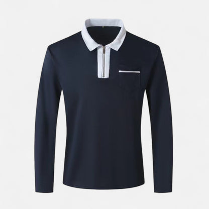 Polo Hombre Algodón Cuello Solapa Cremallera Casual