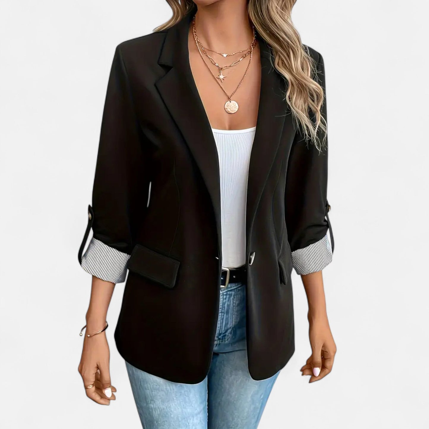 Blazer Mujer de Corte Clásico y Ajuste Regular