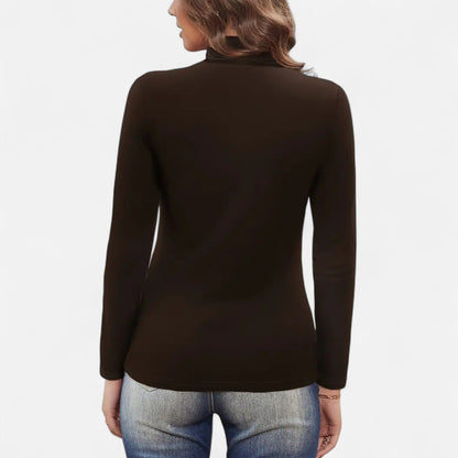 Blusa Mujer Cuello Alto Detalle Fruncido Ajuste Regular