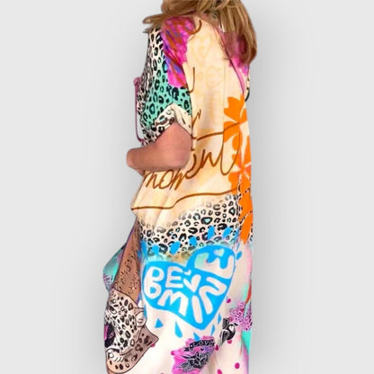 Vestido midi mujer fluido corte relajado