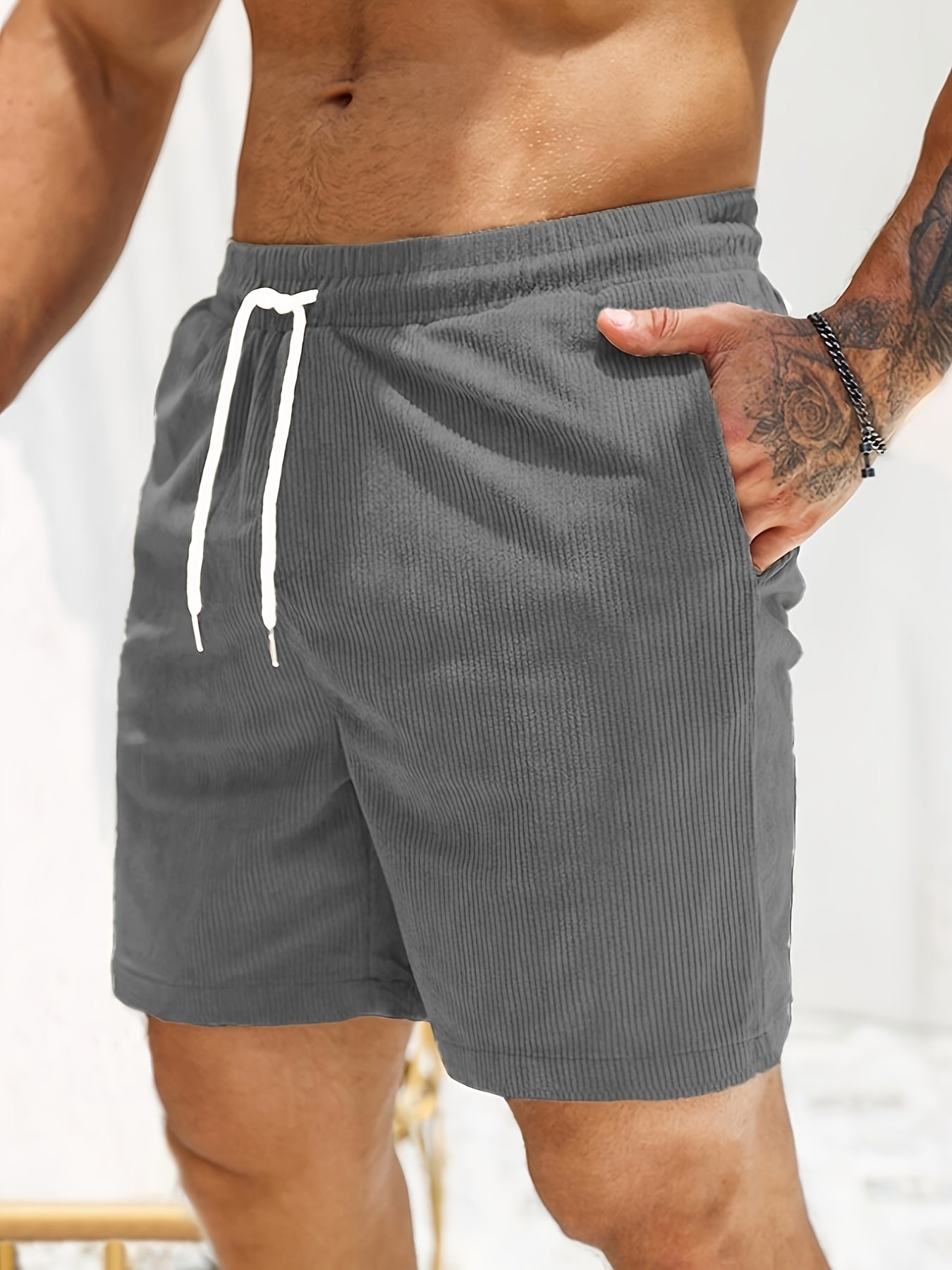 Pantalón Corto Hombre de Pana Cintura Elástica