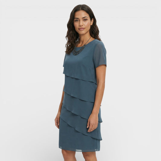 Vestido Midi Mujer con Volantes Manga Corta - Mavetta