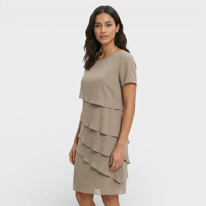 Vestido Midi Mujer con Volantes Manga Corta