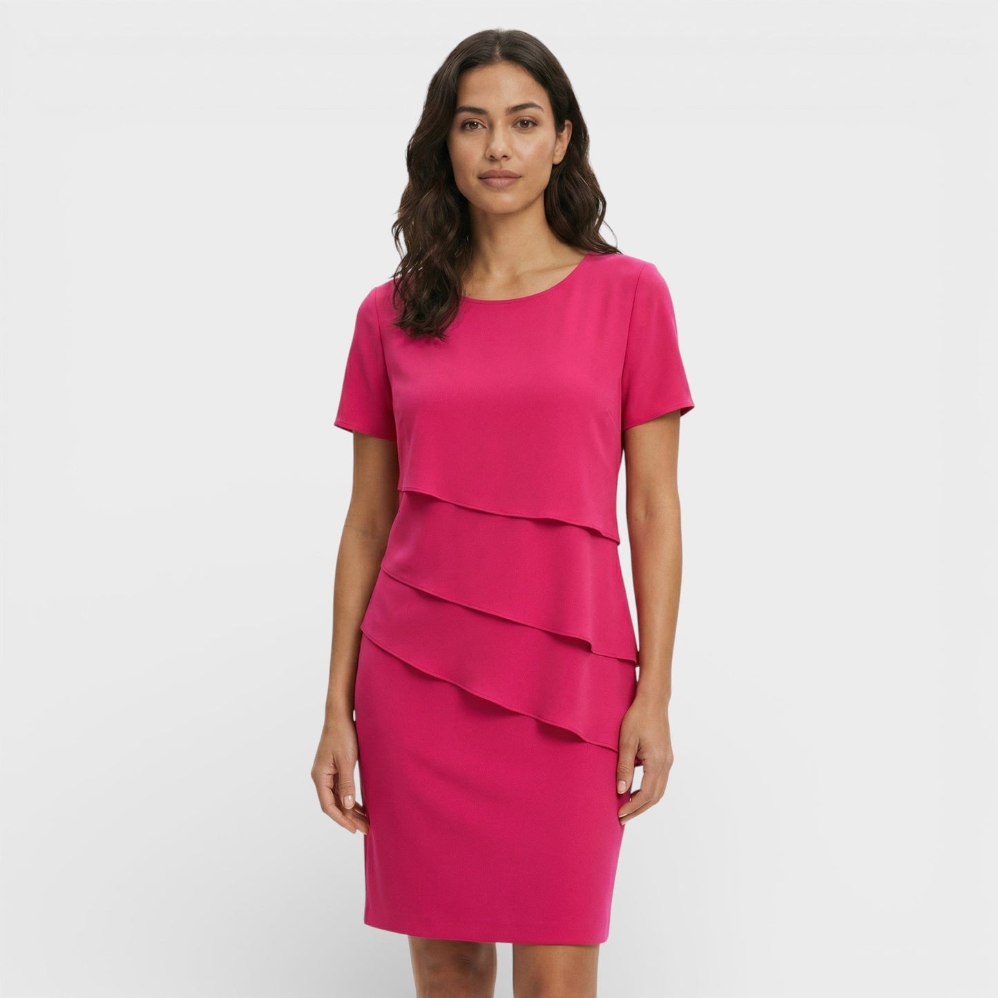 Vestido Midi Mujer con Volantes Manga Corta