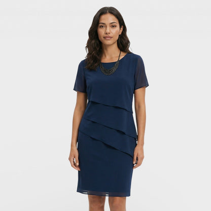 Vestido Midi Mujer con Volantes Manga Corta