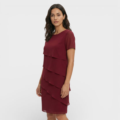 Vestido Midi Mujer con Volantes Manga Corta