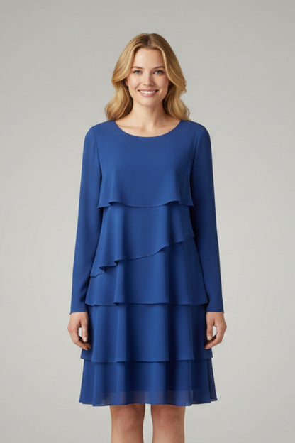 Vestido Midi Mujer con Volantes Manga Larga