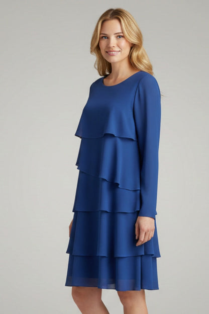 Vestido Midi Mujer con Volantes Manga Larga