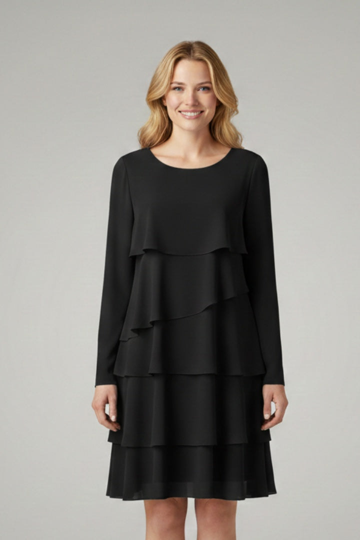 Vestido Midi Mujer con Volantes Manga Larga