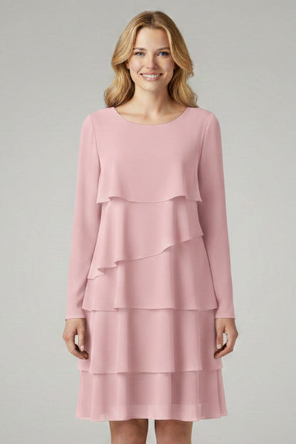 Vestido Midi Mujer con Volantes Manga Larga