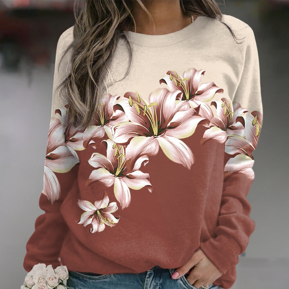 Sudadera mujer de Algodón Estampado Floral Ajuste Regular