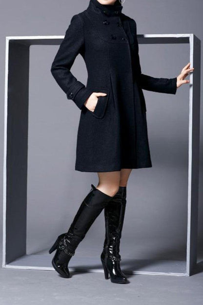 Abrigo mujer invierno reversible bolsillos laterales