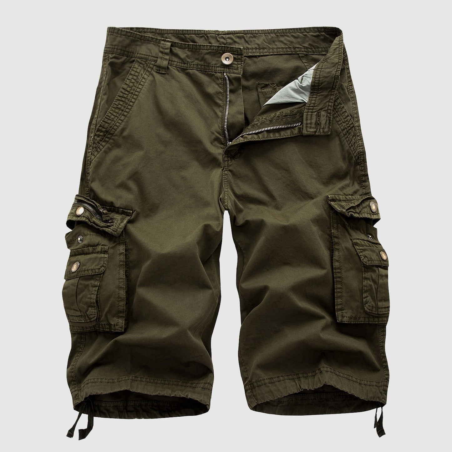 Pantalón Cargo Hombre Algodón Corto Bolsillos Multiples