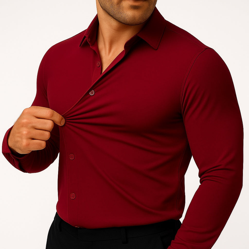 Camisa de Vestir Hombre Algodón Manga Larga Ajustada