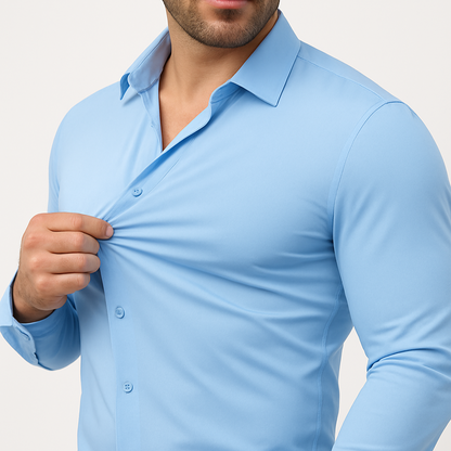 Camisa de Vestir Hombre Algodón Manga Larga Ajustada