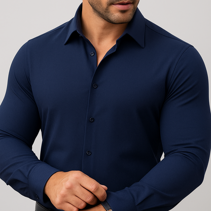 Camisa de Vestir Hombre Algodón Manga Larga Ajustada