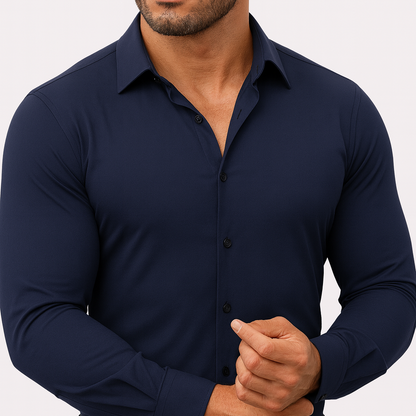 Camisa de Vestir Hombre Algodón Manga Larga Ajustada