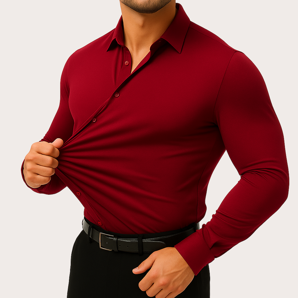 Camisa de Vestir Hombre Algodón Manga Larga Ajustada