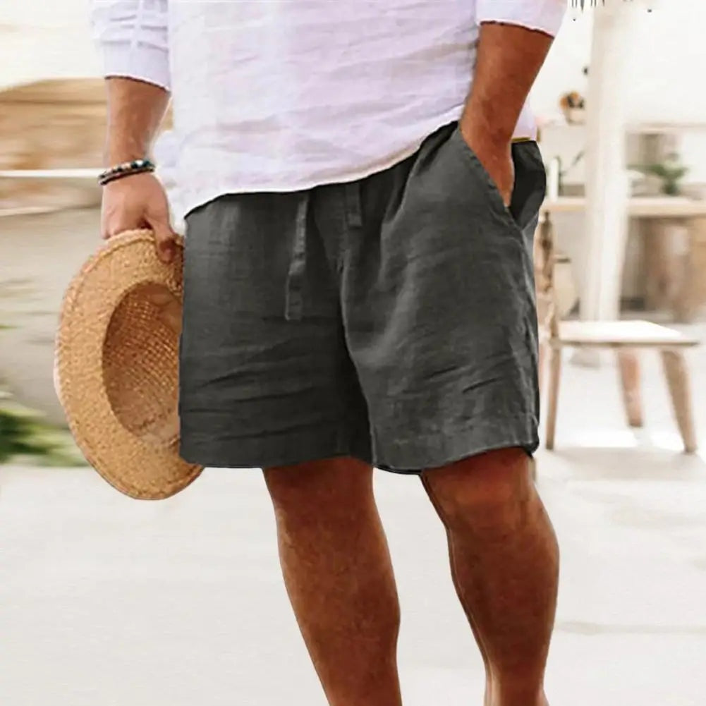 Pantalón Corto Hombre de Lino Cintura Elástica