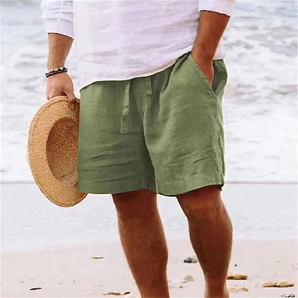 Pantalón Corto Hombre de Lino Cintura Elástica