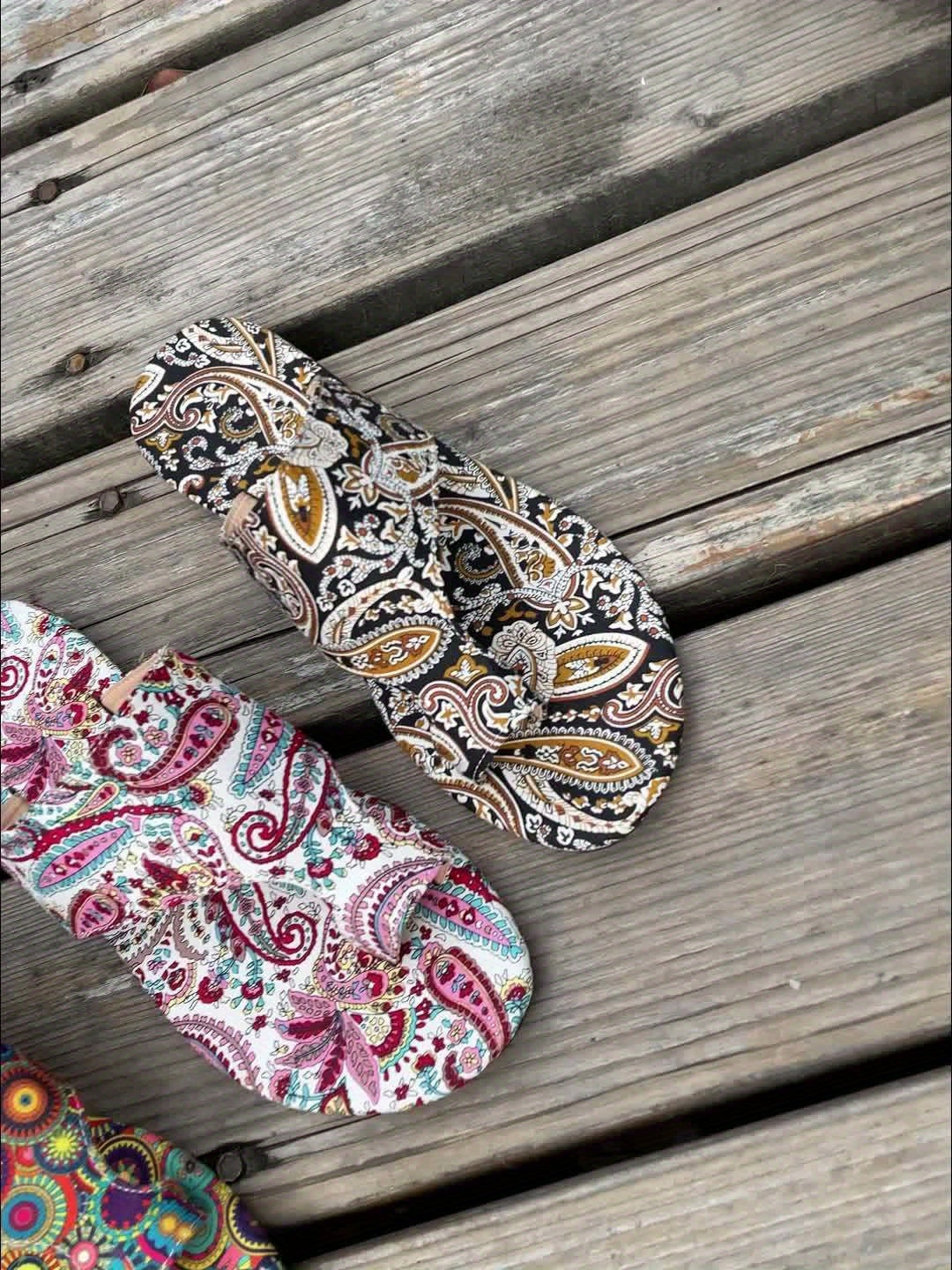 Sandalias Planas Mujer Estampado Boho Tira Cruzada