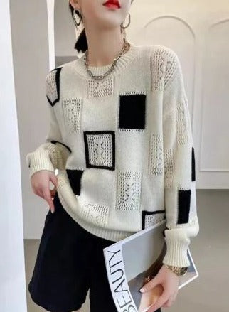 Suéter Mujer de Punto con Patrón Geométrico Ajuste Regular - Mavetta